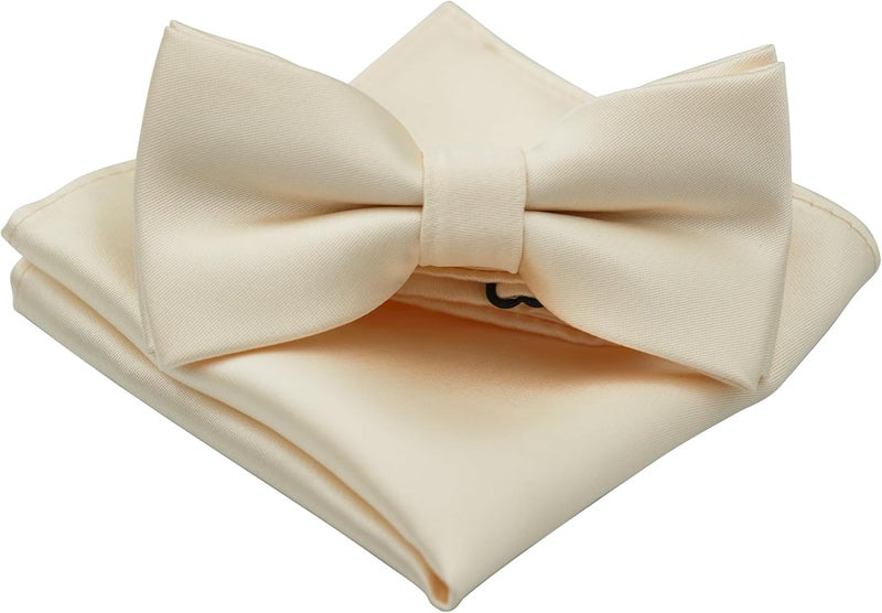 BEWDIO Bow Ties for Boys Pre Tied Toddler Bow Tie Adjustable Kids Bowties with Pocket Square Set for Wedding Party - Image 1